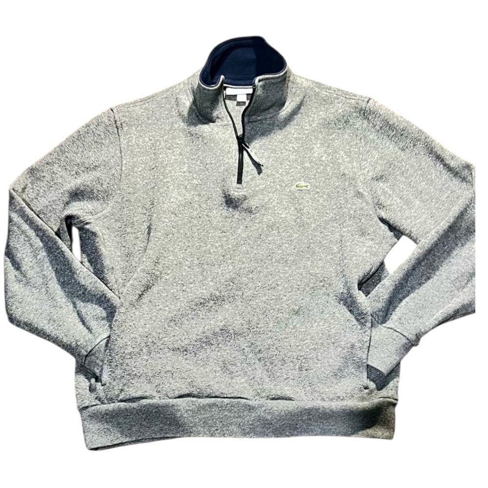 Lacoste 1/4 zip ribbed cotton sweater w pockets like new
